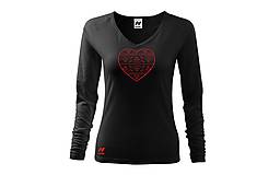 Topy, tričká, tielka - Vyšívané dámske tričko s folklórnym motívom srdca, dlhý rukáv - 10422621_