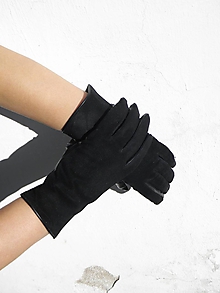 Rukavice - Výprodej-semišové rukavice s hedvábnou podšívkou - 10425951_