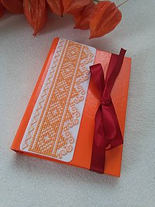 Papiernictvo - Pomarančový (vyšívaný zápisník) - 10429315_