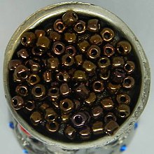 Korálky - Rokajl okrúhly 4mm metalický  (bronzový) - 10429188_