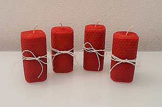 Svietidlá a sviečky - Voskové plástové červené sviečky. - 10426301_