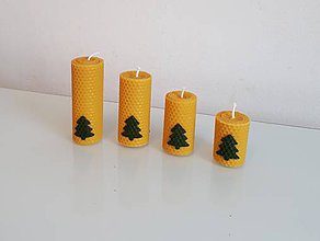 Sviečky - Vianočné voskové plástové sviečky so stromčekom - 10426358_