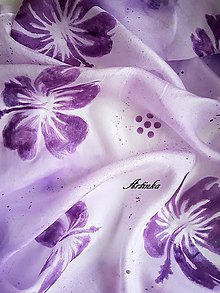Šály a nákrčníky - Šál hodvábny - violet flowers - 10432576_