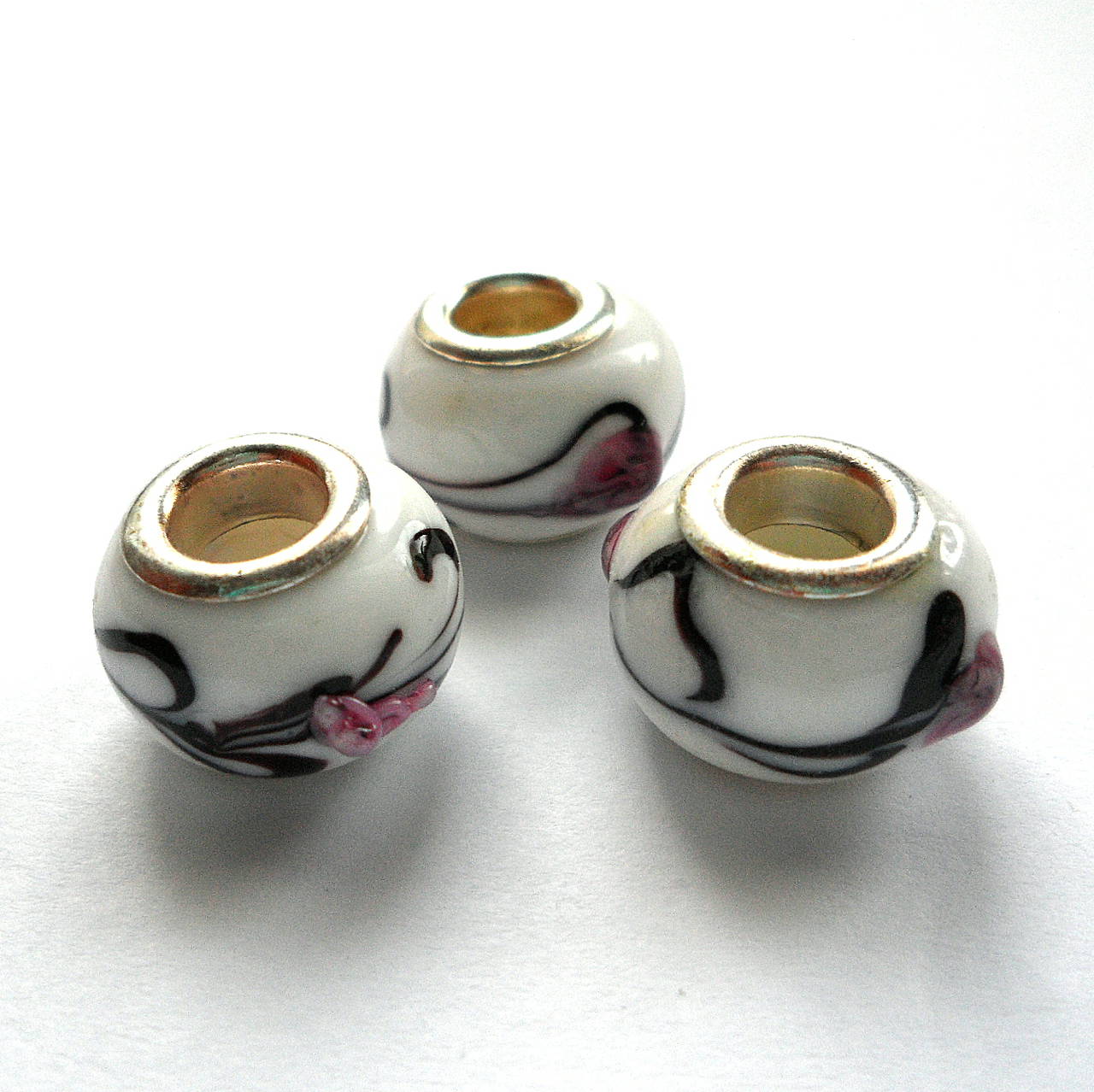 Pandora sklo 9x14mm-1ks (ružový kvet)