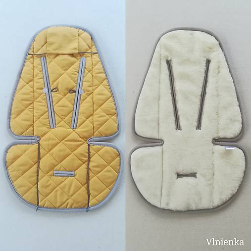 Detský textil - Podložka do kočíka CYBEX Priam lux a Balios S  100 % merino top super wash MUSTARD/ GOLD/ HORČICOVÁ  - 10434487_