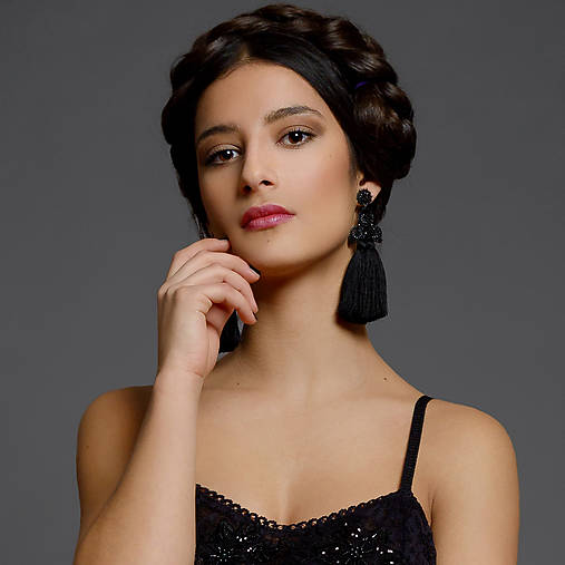 Náušnice - náušnice Ema (čierna) - 10431625_