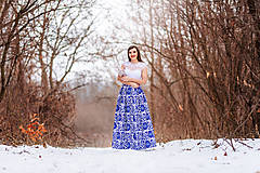 Sukne - Dámska sukňa dlhá  modré kvety - 10431449_