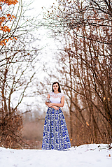 Sukne - Dámska sukňa dlhá  modré kvety - 10431450_
