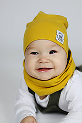 Detské čiapky - Dvojvrstvová čiapka  (Žltá) - 10432498_