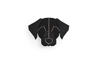 Brošne - Drevená brošňa Black Labrador Brooch - 10436426_