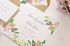Papiernictvo - Svadobné oznámenie "Maľované pastelové kvety" - 10435040_