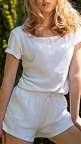 Nočná bielizeň - Dámske pyžamo z organickej bavlny (XS Biela) - 10437479_