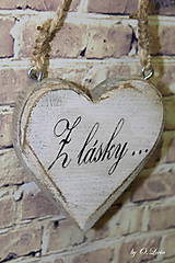 Dekorácie - Shabby srdce do dlane - Z lásky..., buk - 10440112_