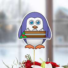 Dekorácie - Tučniak - zápich na tortu (vianočná torta) - 10440958_