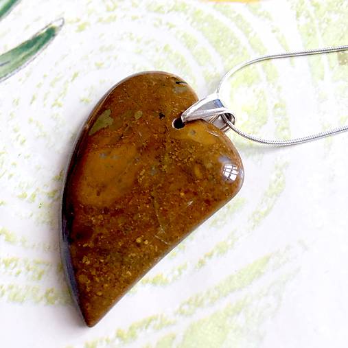 Náhrdelníky - Brown Jasper AG925 Pendant / Prívesok s hnedým jaspisom /A0031 - 10443158_