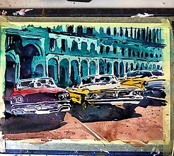 Obrazy - Staré autá Havany - 10444513_