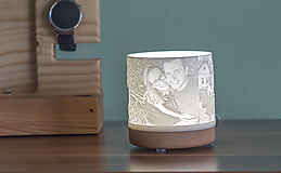 3D foto lampa drevená 