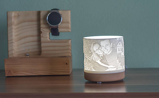 3D foto lampa drevená