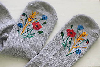Ponožky, pančuchy, obuv - Lúčne maľované ponožky | miniberry - 10442298_