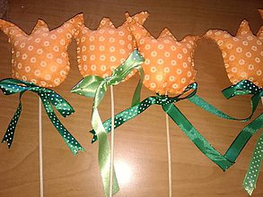 Dekorácie - Tulipány z filcu- zápichy (Oranžová) - 10445435_