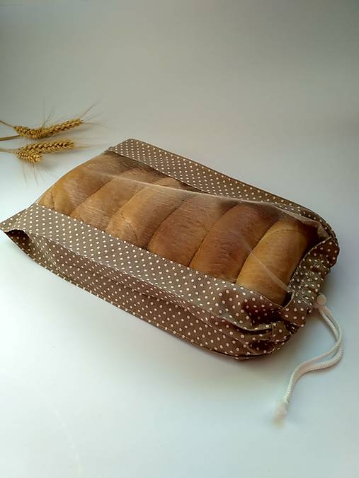  - Vrecúško na chlieb a pečivo - krémové s bodkami (1kg chlieb 23x42 cm) - 10448805_