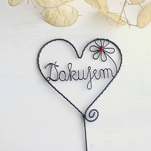 Dekorácie - Ďakujem pre......zápich srdce menšie - 10451050_