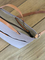 Kabelky - Elegantná dámska kabelka z nepremokavého ľanu so zipsom - 10450933_