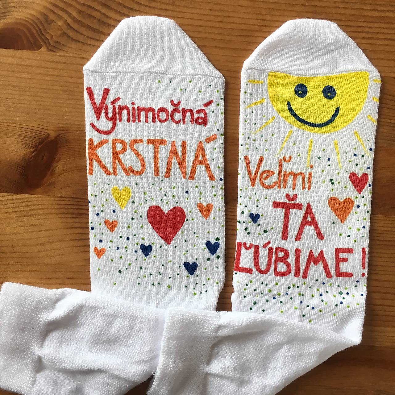 Maľované ponožky pre výnimočných krstných rodičov