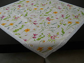 Úžitkový textil - Obrus - Jarné kvety s bielou čipkou - 10455462_