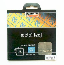 Iný materiál - Metalické plátky, 14x14 cm, sada 5 ks (strieborná) - 10452656_