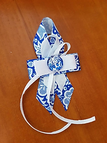 Svadobné pierka - ľudové, folklórne  pierko pre rodičov s modrým ornamentom - 10462033_