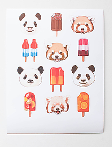 Papier - Hárok nálepiek "cute zvieratká" (Ice / Panda) - 10463733_