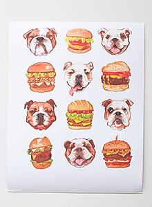 Papier - Hárok nálepiek "cute zvieratká" (Burger / Dog) - 10463747_