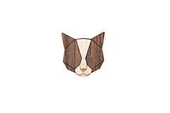 Brošne - Drevená brošňa Grey Cat Brooch - 10465204_