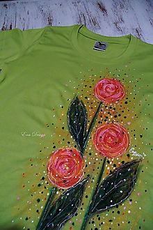 Topy, tričká, tielka - Ruže - maľované tričko - 10467568_