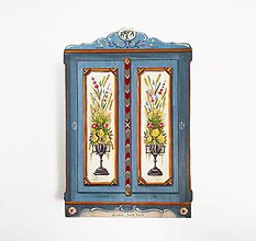 Dekorácie - Miniatúrna starožitná skrinka - na želanie  (Pestrofarebná) - 10464673_