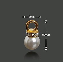 Komponenty - Prívesok perlička so štrasom 8x15mm - 10465144_