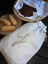 Ľanové vrecko na chlieb, pečivo z  ručne tkaného  plátna