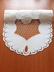 Úžitkový textil - Richelieu - Ruže v sieti, biela, 41,5 x 76 cm - 10464555_