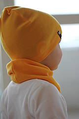 Detské čiapky - 100% merino Celoročný tenší set -žltá - 10465796_