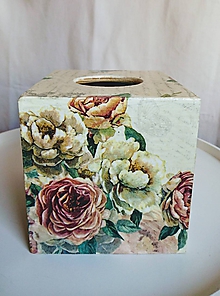Úložné priestory & Organizácia - Box na vreckovky "Antique Rose" - 10469788_