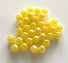 Korálky - Korálky Glance plast 6 mm - 100 ks (žltá) - 10471105_