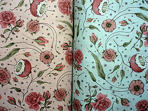 Textil - Bavlna Curiosity Mirabelle Floral Teal - 10471823_