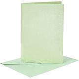Papier - Pohľadnice a obálky bledozelené perleťové - 10,5x15 cm - 10473379_