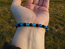 Náramky - blue and black stones - 10478772_