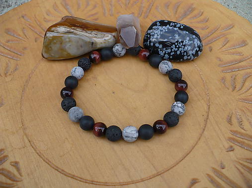 Náramky - náramok Onyx,Láva, Býčie oko, Jaspis - 10475709_