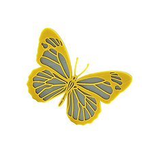 Brošne - Motýľ silver/yellow - 10480066_