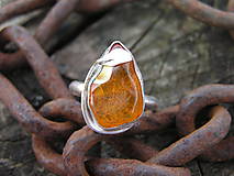Prstene - Strieborny prsteň Ag925 Jantár - 10480852_