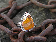 Prstene - Strieborny prsteň Ag925 Jantár - 10480853_