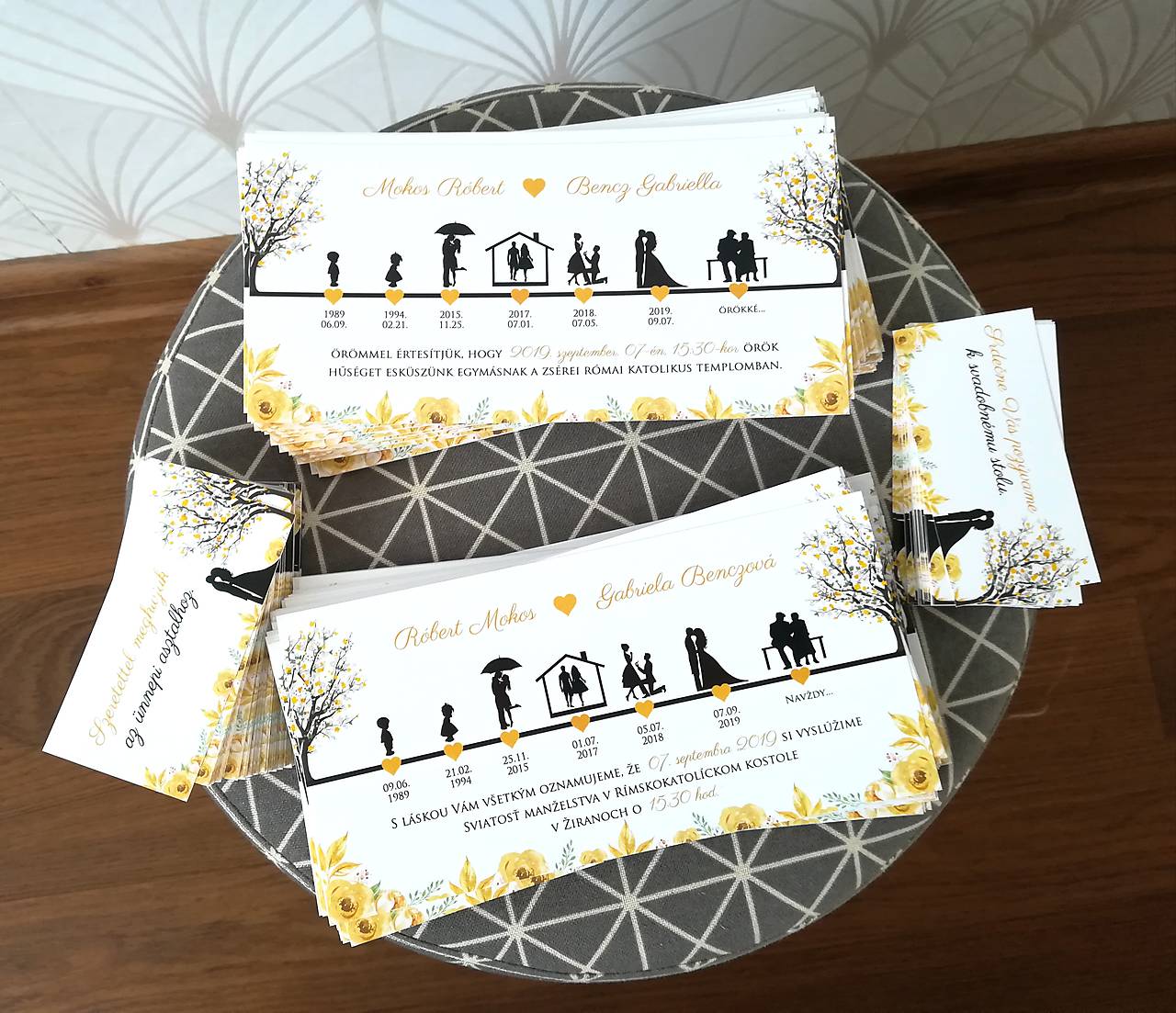 Svadobné oznámenie príbeh lásky, časová os (Zlatá)